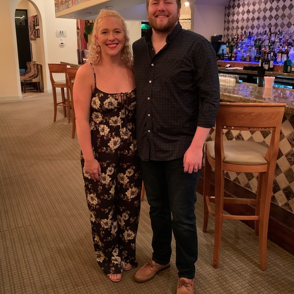 3/$20 Dk Green Floral Spaghetti Strap Jumpsuit - Picture 4 of 4